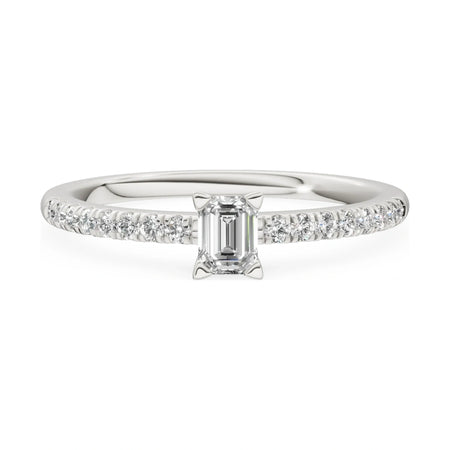 GREMARI Seven Solis 14K white gold engagement ring with 0.15 ct emerald-cut natural diamond