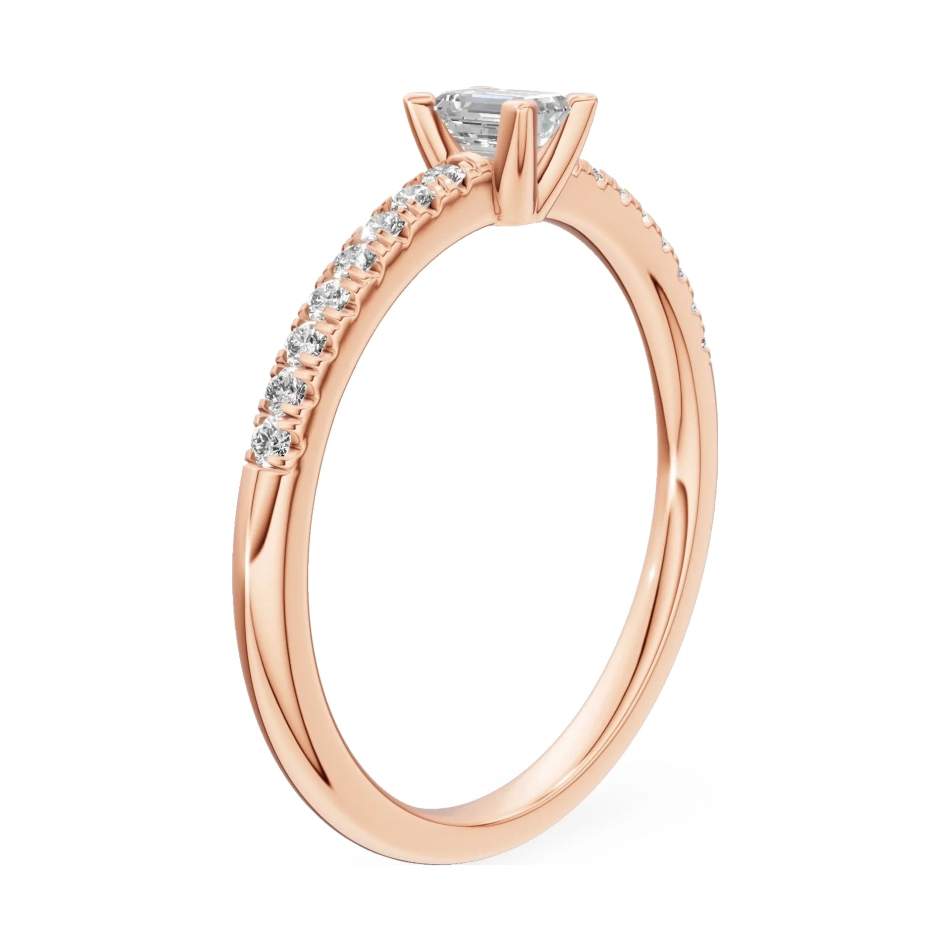 14K rose gold GREMARI Seven Solis ring with 0.15 ct emerald-cut natural diamond