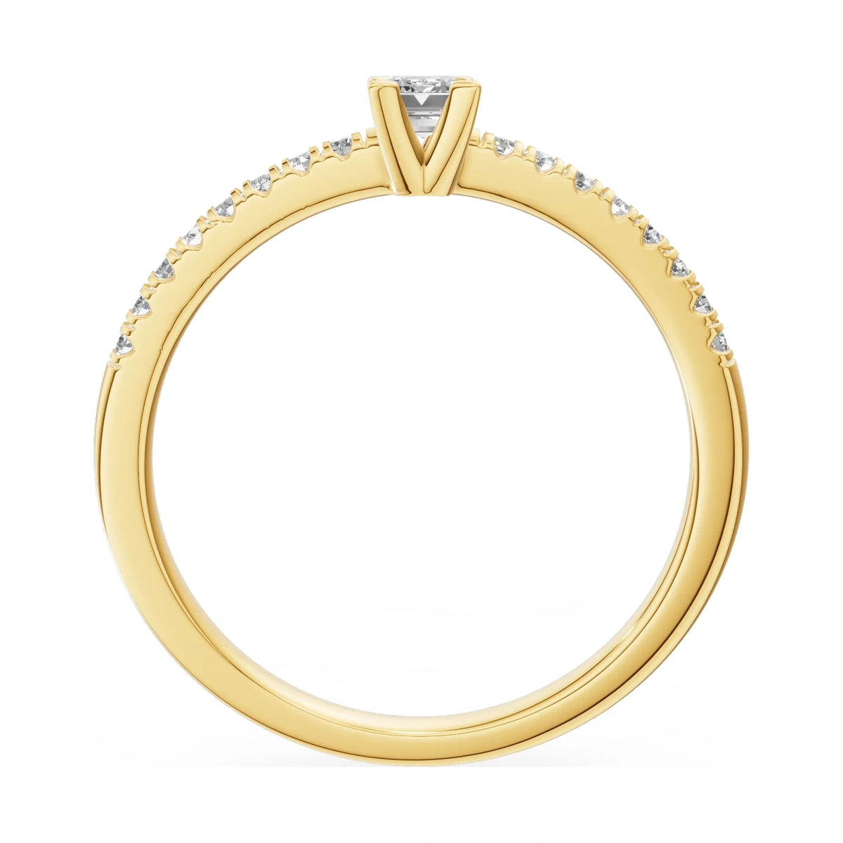 GREMARI Seven Solis emerald-cut natural diamond engagement ring in 14K yellow gold, 0.15 ct