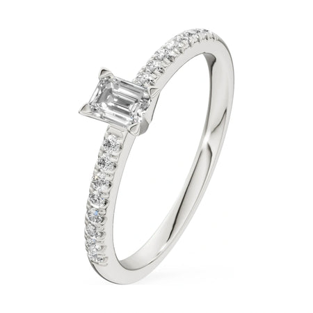 0.24 ct emerald-cut natural diamond GREMARI Seven Solis engagement ring in 14K white gold