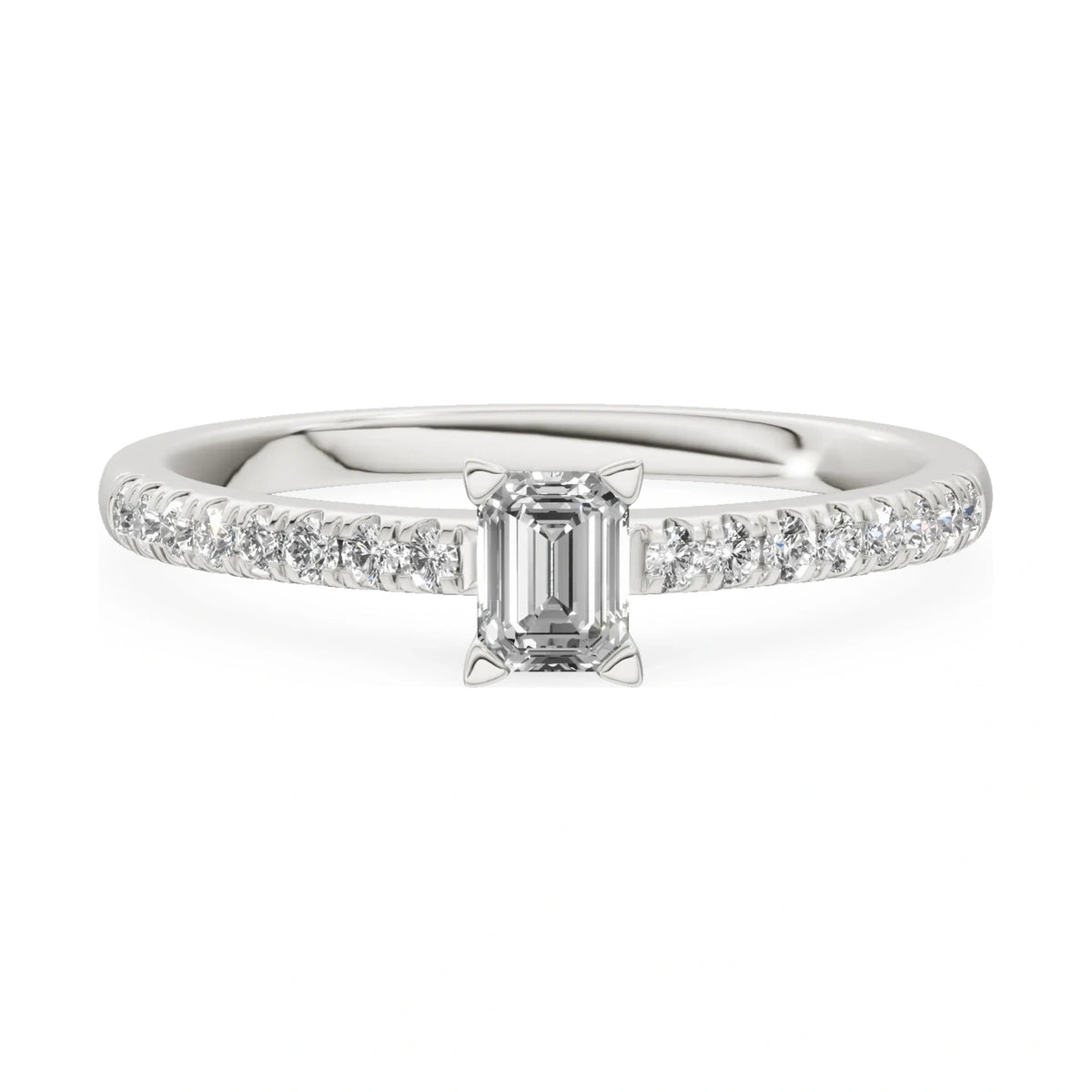 GREMARI Seven Solis 14K white gold engagement ring with 0.24 ct emerald-cut natural diamond