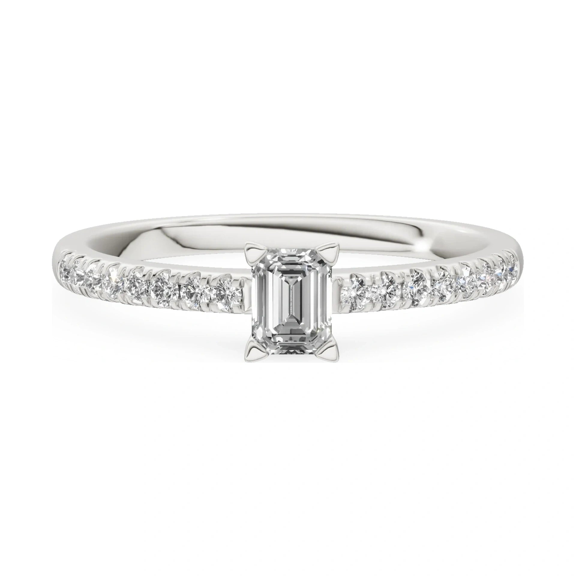 GREMARI Seven Solis 14K white gold engagement ring with 0.24 ct emerald-cut natural diamond