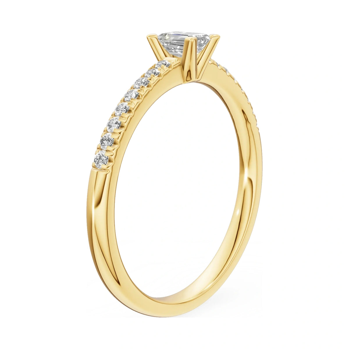 14K yellow gold GREMARI Seven Solis ring with 0.24 ct emerald-cut natural diamond