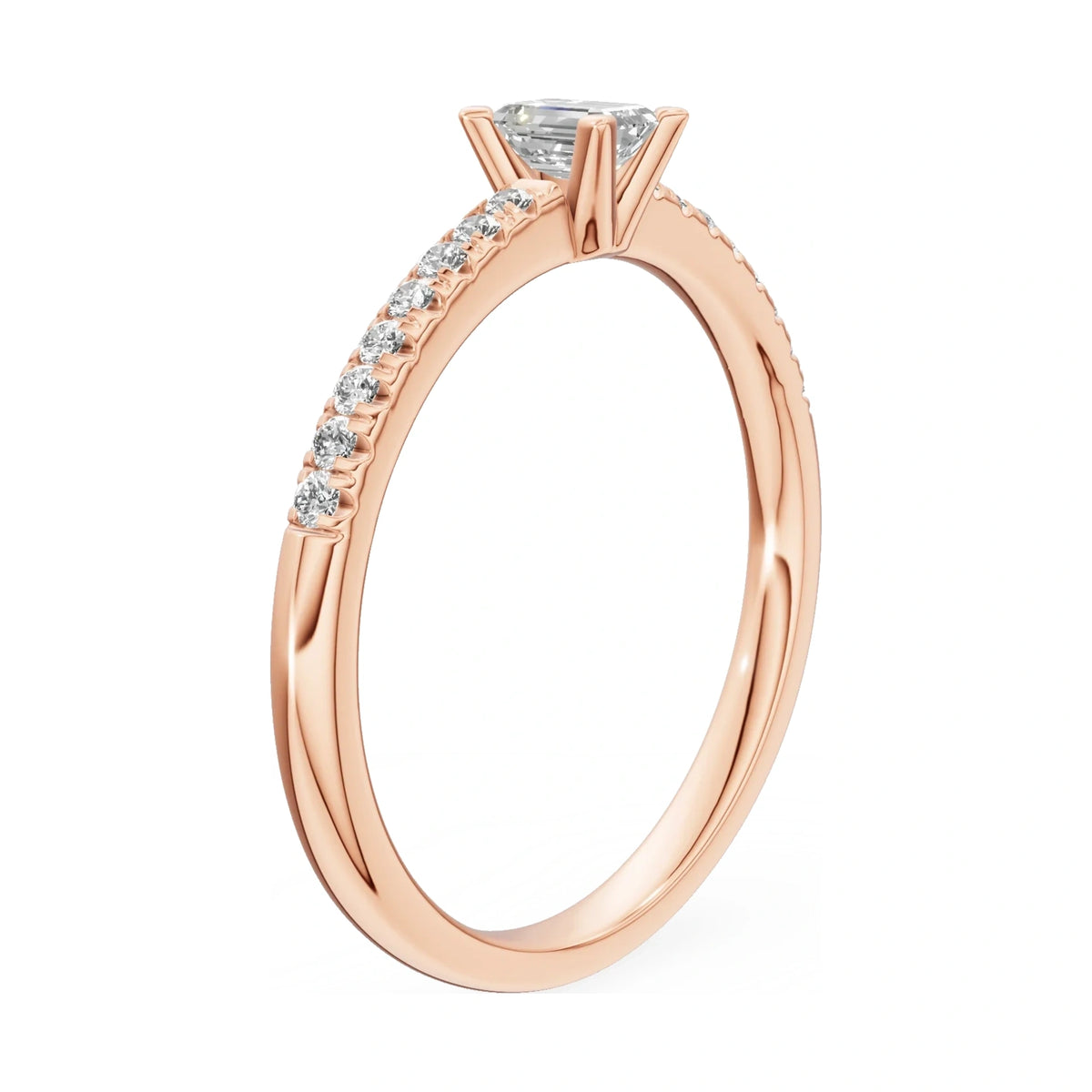 14K rose gold GREMARI Seven Solis ring with 0.24 ct emerald-cut natural diamond