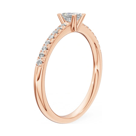 14K rose gold GREMARI Seven Solis ring with 0.24 ct emerald-cut natural diamond