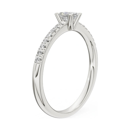 14K white gold GREMARI Seven Solis ring with 0.24 ct emerald-cut natural diamond