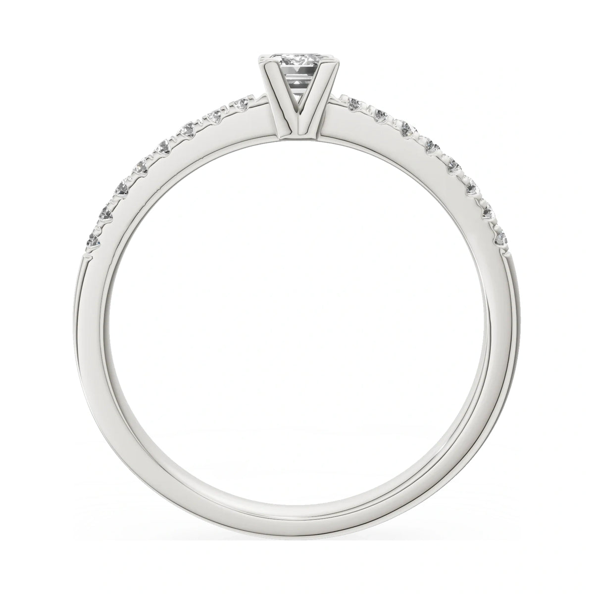 GREMARI Seven Solis emerald-cut natural diamond engagement ring in 14K white gold, 0.24 ct