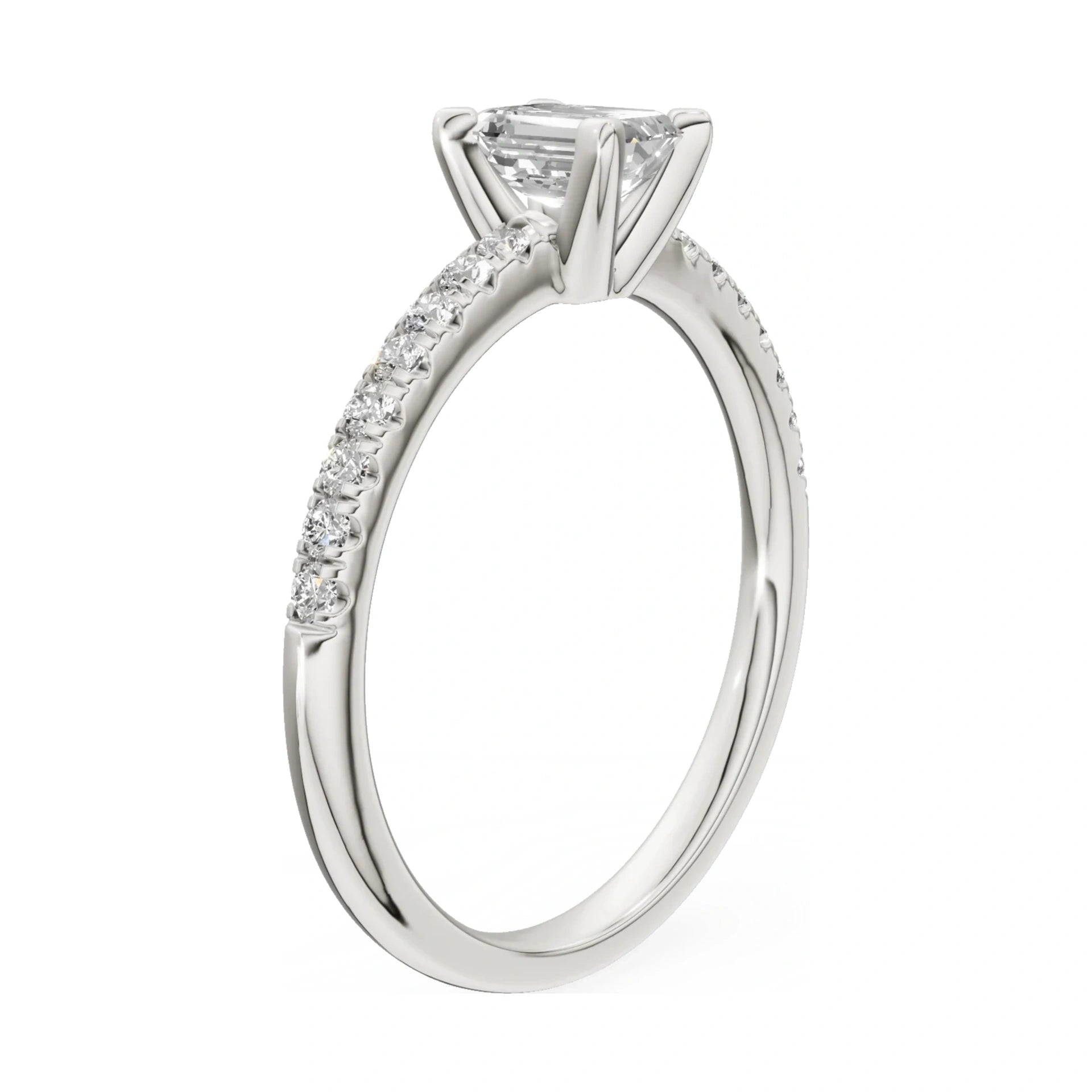 14K white gold GREMARI Seven Solis ring with 0.50 ct emerald-cut natural diamond