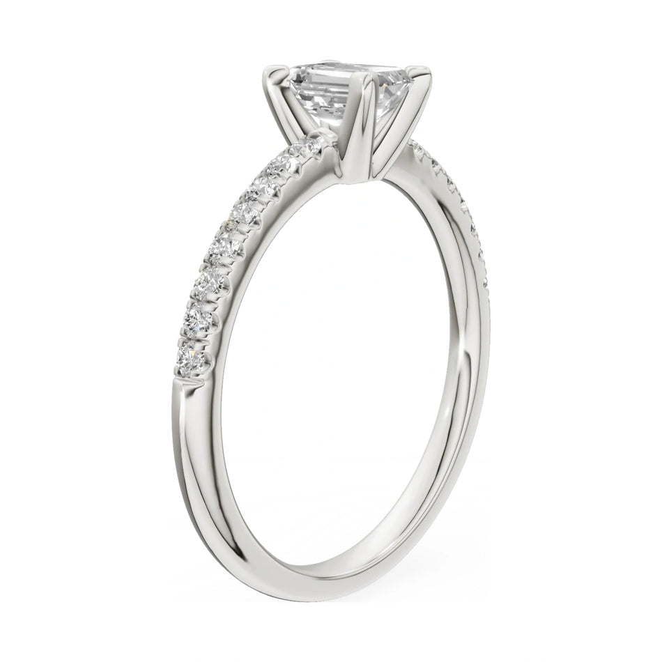 14K white gold GREMARI Seven Solis ring with 0.50 ct emerald-cut natural diamond
