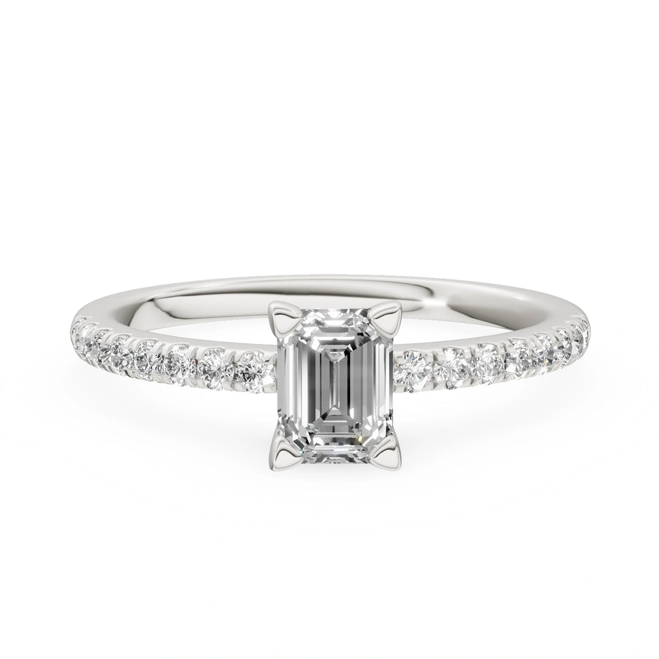 White Gold 14K (585) Engagement Ring - Gremari Seven Solis with 0,50ct Diamond, Emerald Cut