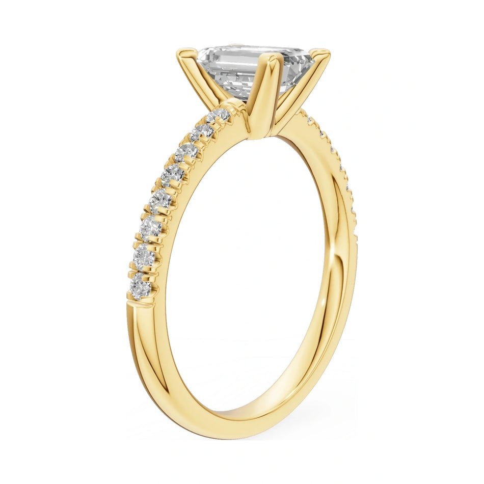 14K yellow gold GREMARI Seven Solis ring with 1.00 ct emerald-cut natural diamond
