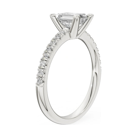 14K white gold GREMARI Seven Solis ring with 1.00 ct emerald-cut natural diamond