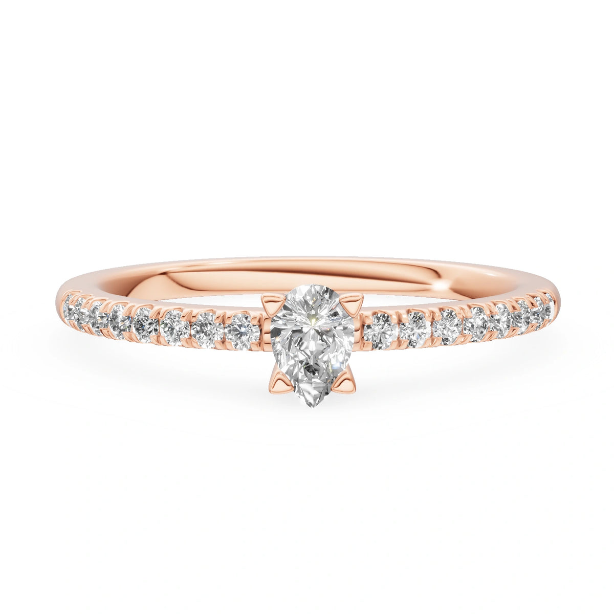 Gremari Seven Solis zásnubný prsteň z ružového zlata s 0,15 ct lab-grown diamantom – Pear