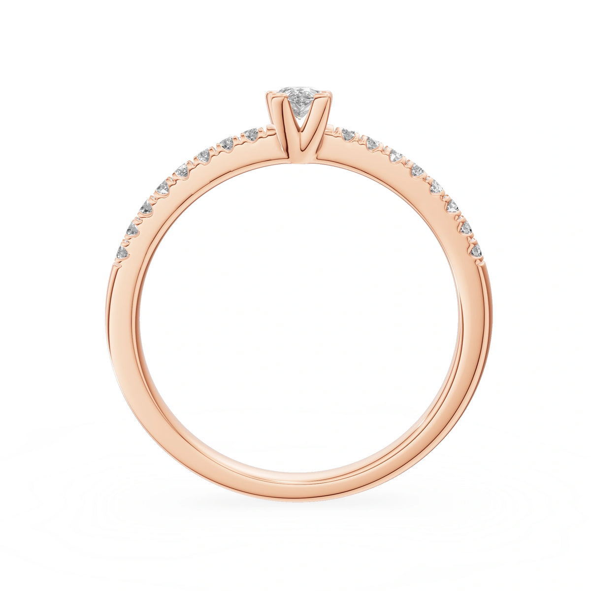 Gremari Seven Solis zásnubný prsteň z ružového zlata s 0,15 ct lab-grown diamantom – Pear