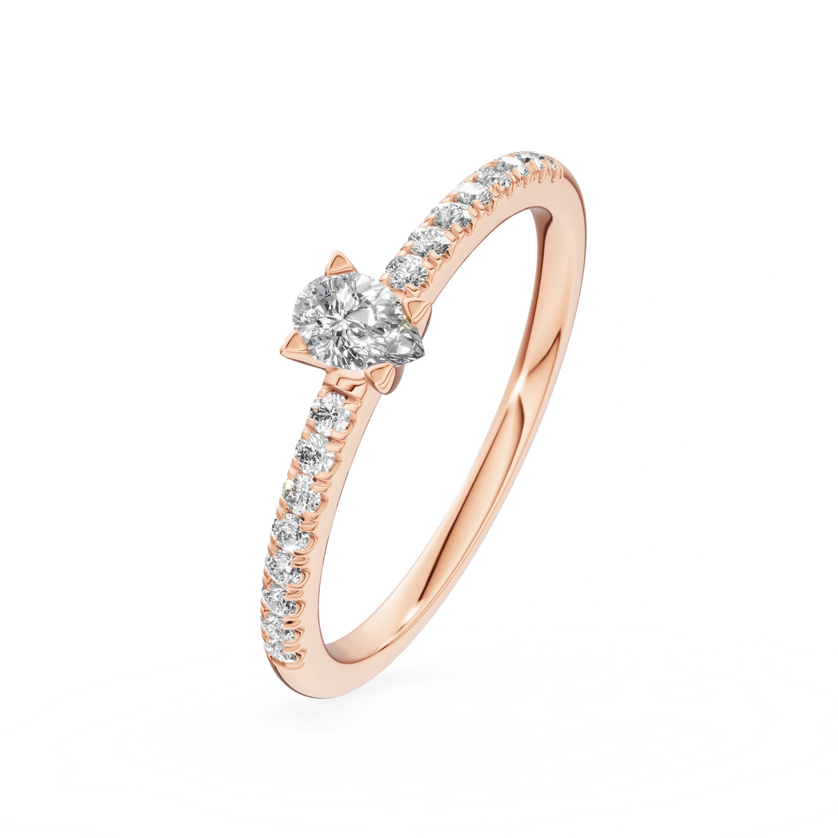 Gremari Seven Solis zásnubný prsteň z ružového zlata s 0,15 ct lab-grown diamantom – Pear