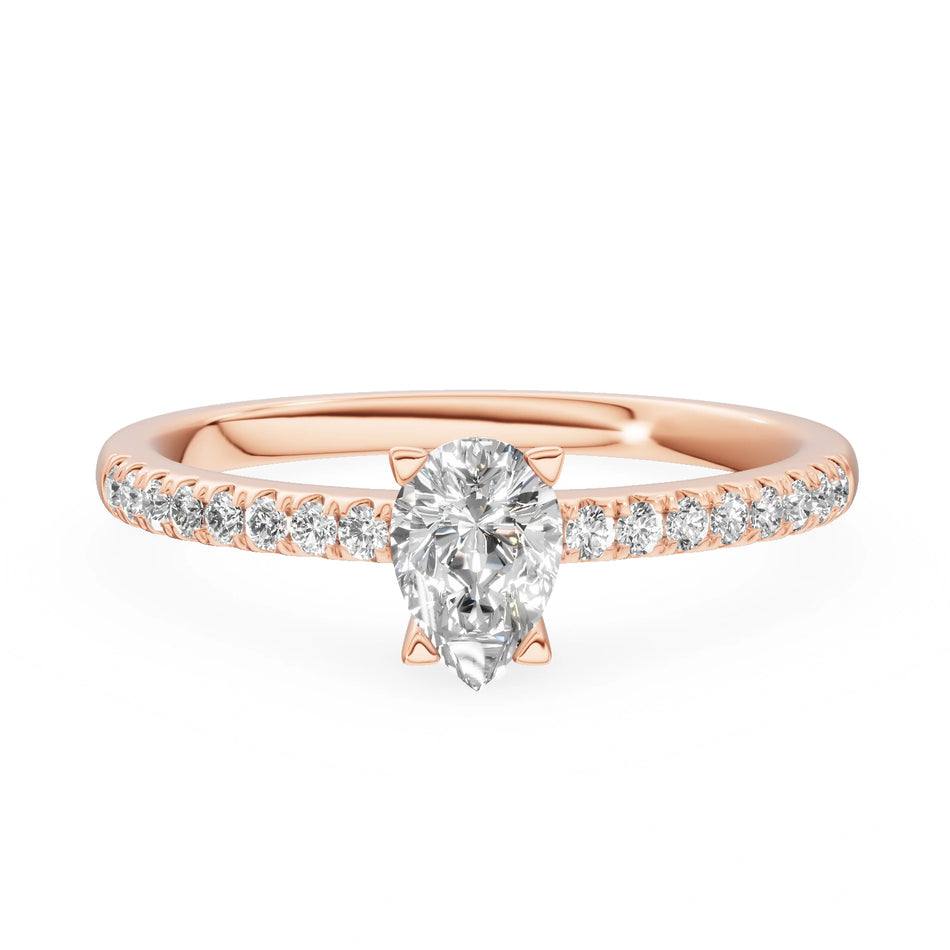Rose Gold 14K (585) Engagement Ring - Gremari Seven Solis with 0,30ct Lab Grown Diamond, Pear Cut
