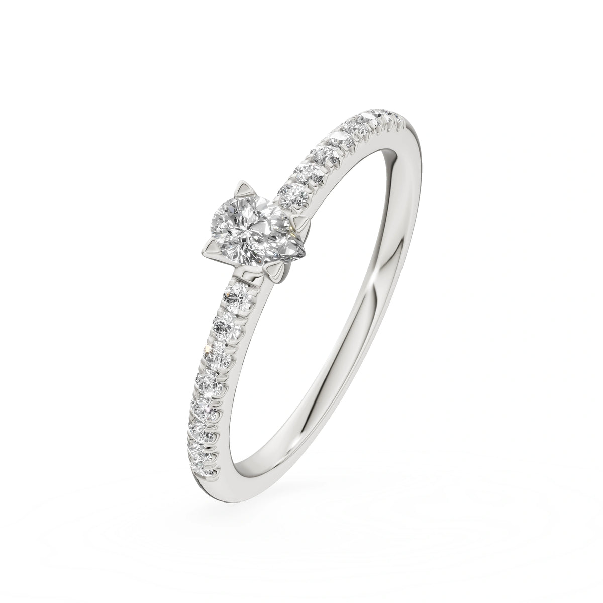 Gremari Seven Solis zásnubní prsten z bílého zlata s 0,15 ct lab-grown diamantem – Pear
