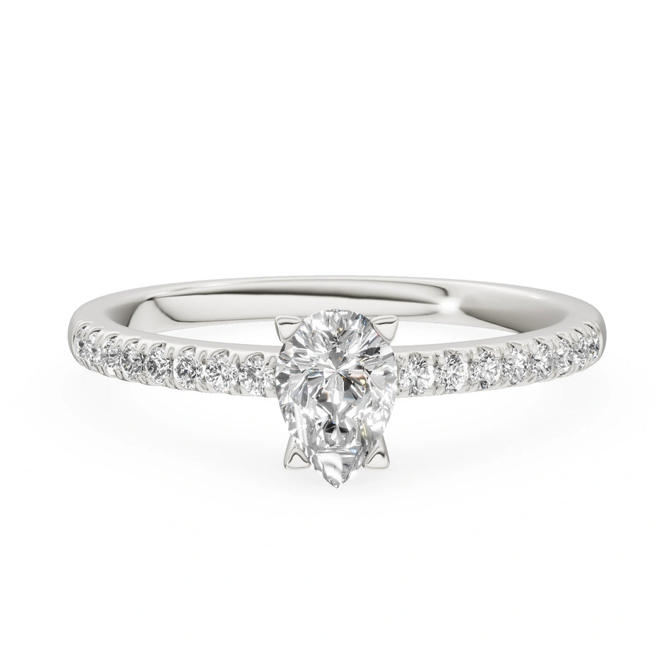 White Gold 14K (585) Engagement Ring - Gremari Seven Solis with 0,30ct Lab Grown Diamond, Pear Cut