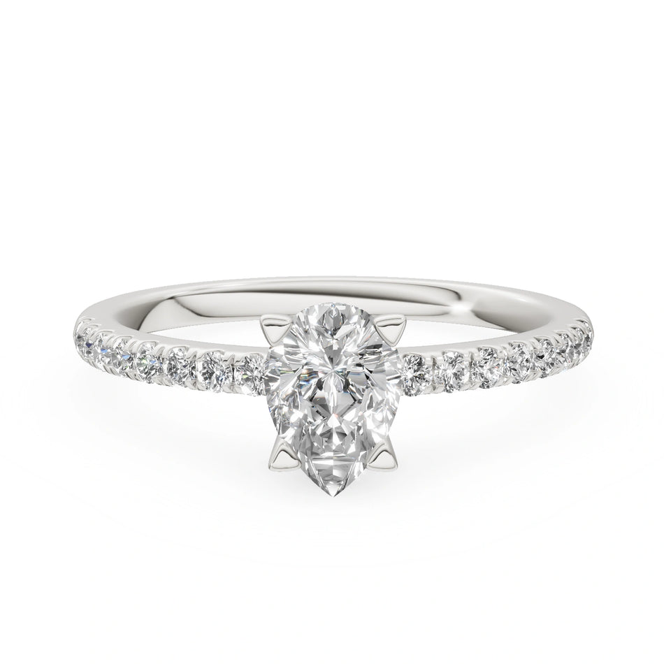 White Gold 14K (585) Engagement Ring - Gremari Seven Solis with 0,50ct Lab Grown Diamond, Pear Cut