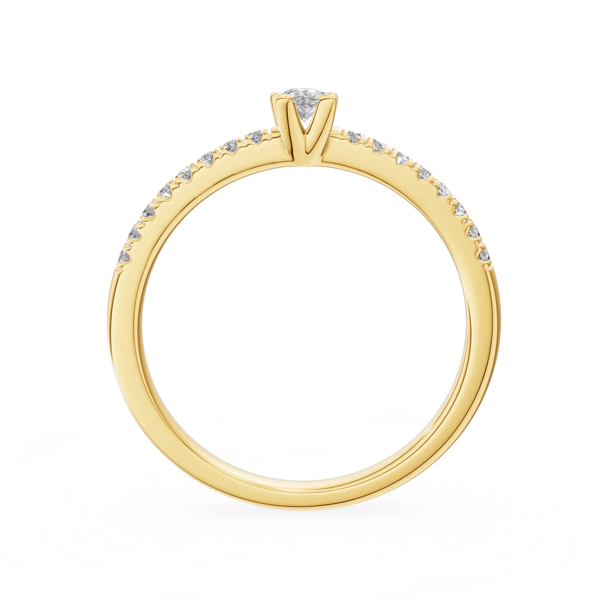 Gremari Seven Solis zásnubný prsteň zo žltého zlata s 0,15 ct lab-grown diamantom – Pear