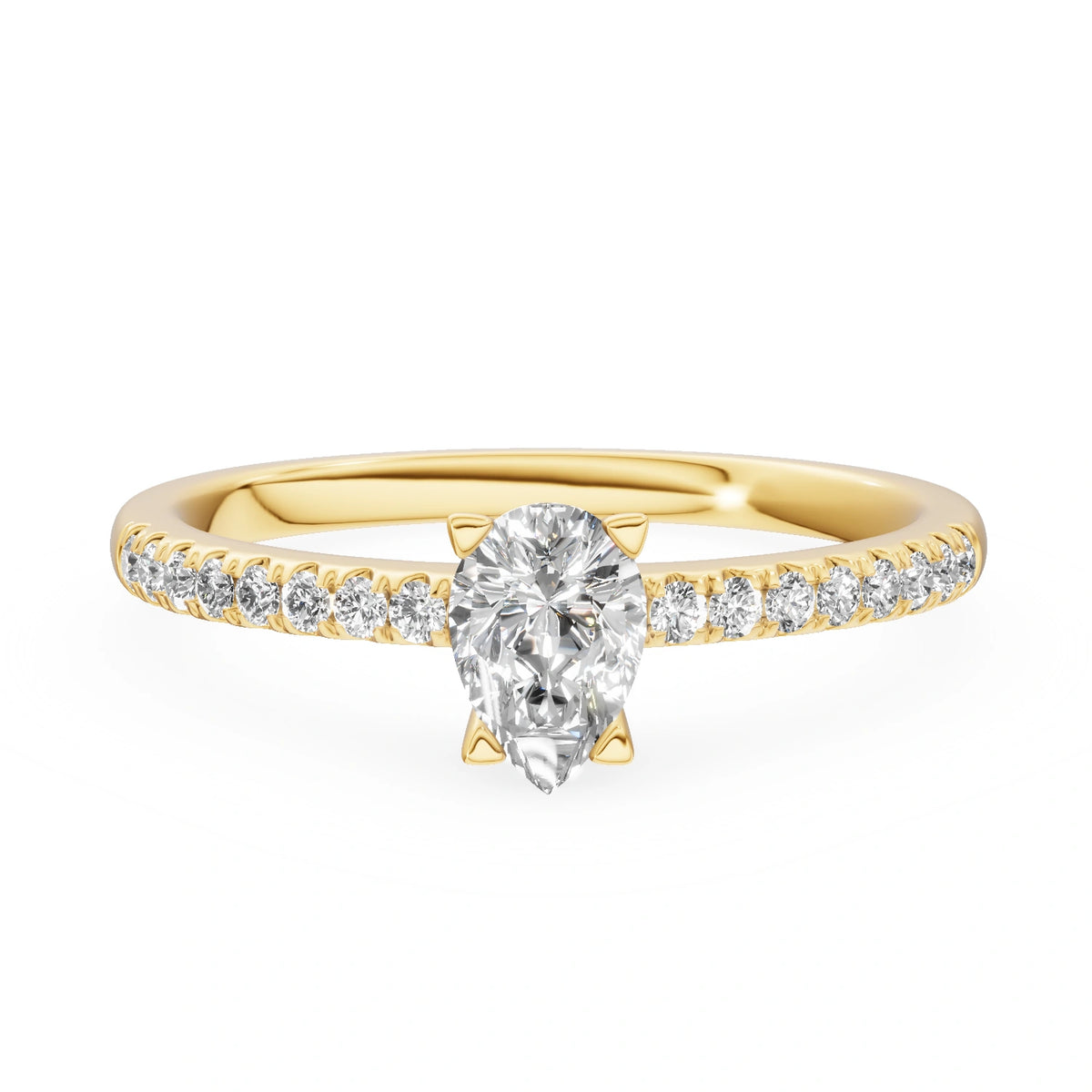 Bague de fiançailles en or jaune 14K (585) - Gremari Seven Desire avec diamant cultivé en laboratoire 0,30 ct, taille poire