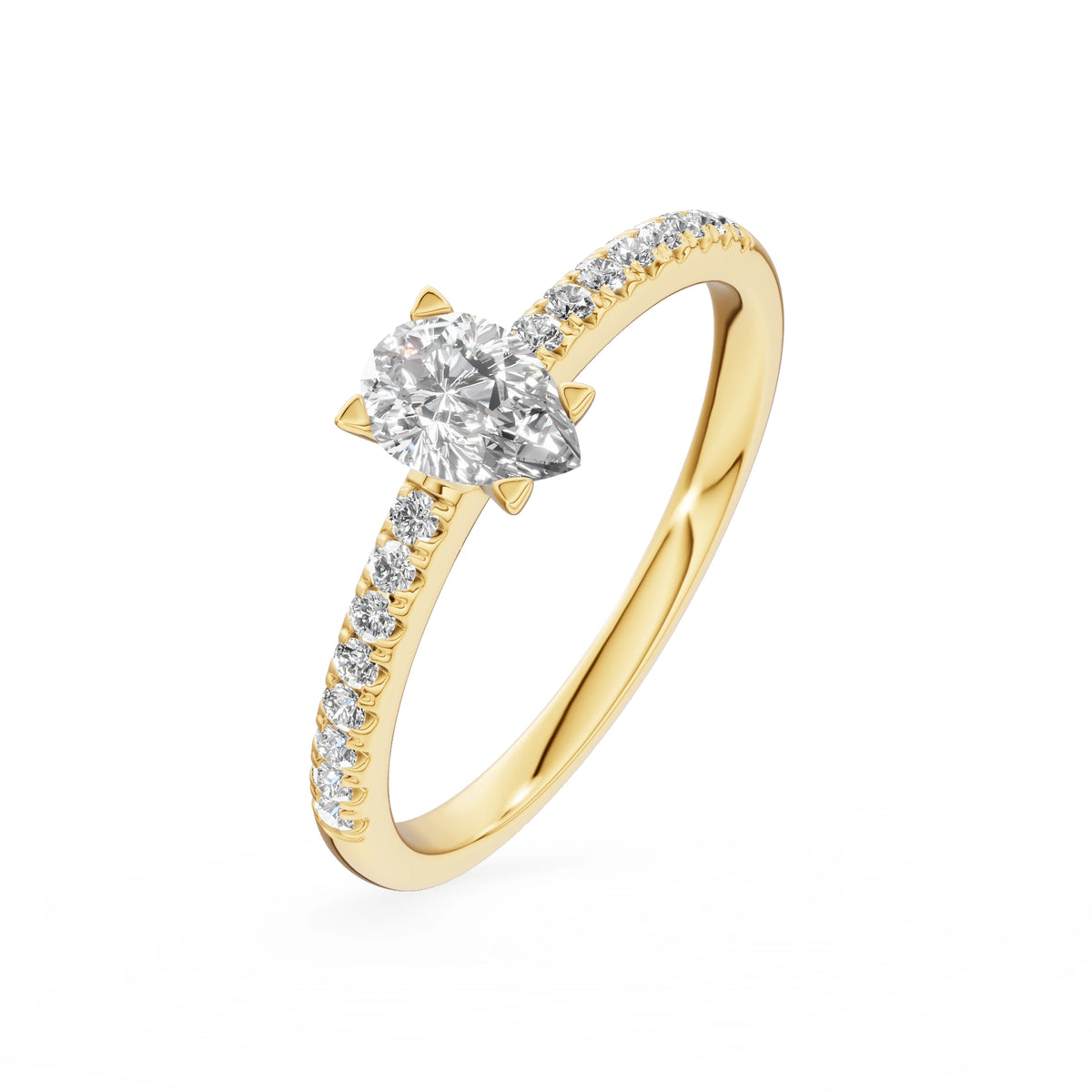 Bague de fiançailles en or jaune 14K (585) - Gremari Seven Desire avec diamant cultivé en laboratoire 0,30 ct, taille poire
