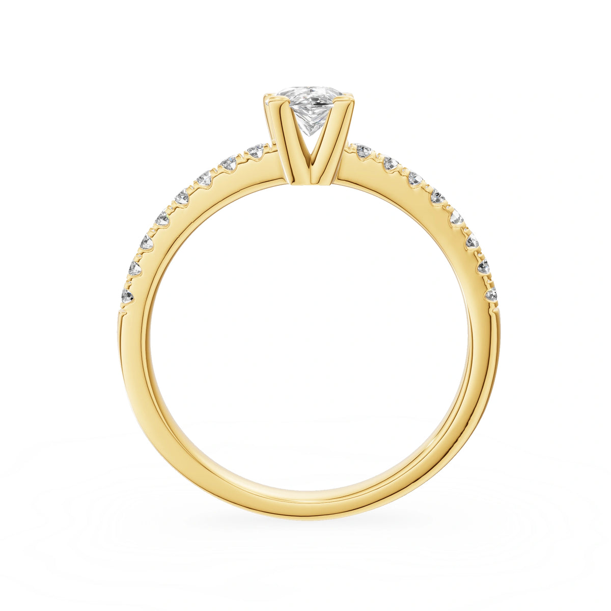 Gremari Seven Solis zásnubný prsteň zo žltého zlata s 0,50 ct lab-grown diamantom – Pear