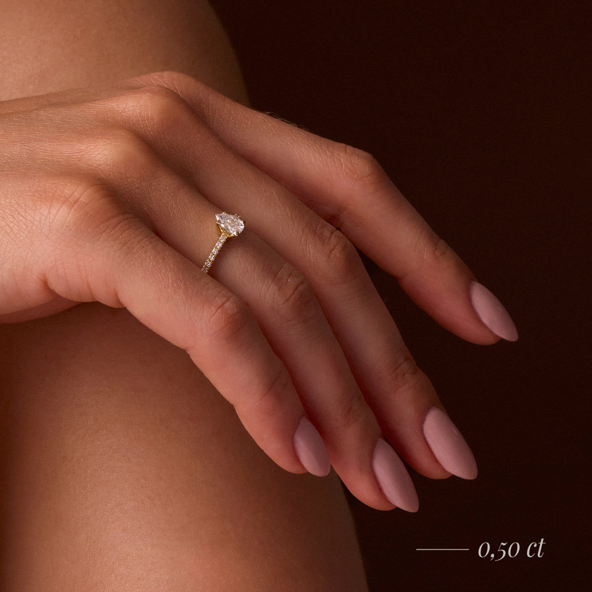 Gremari Seven Solis zásnubní prsten z bílého zlata s 0,15 ct lab-grown diamantem – Pear