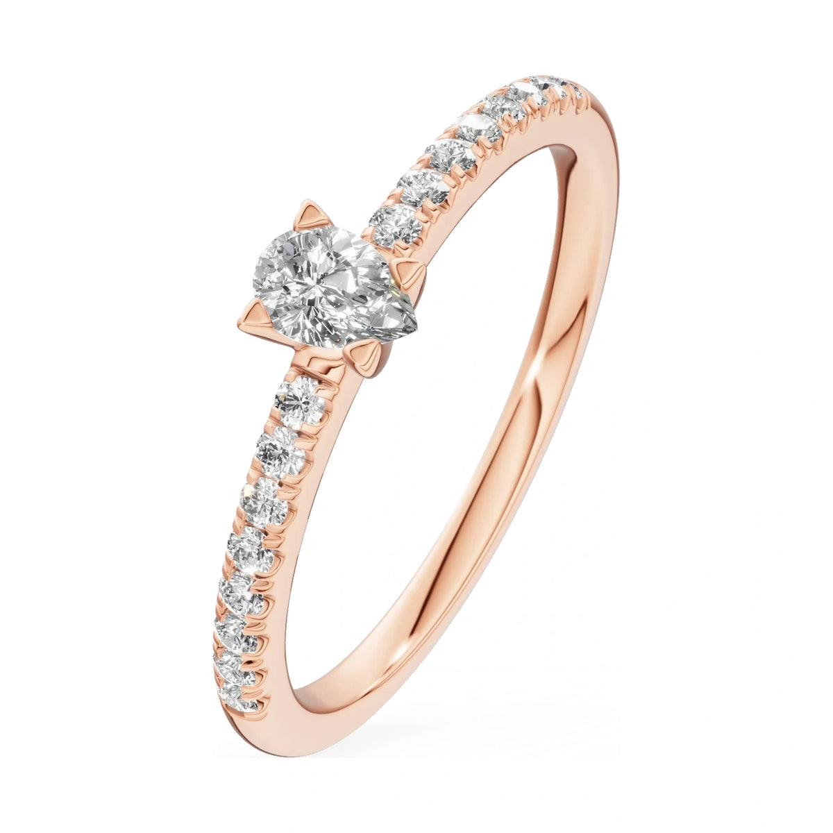 0.15 ct pear-cut natural diamond GREMARI Seven Solis engagement ring in 14K rose gold