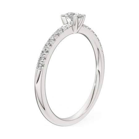 14K white gold GREMARI Seven Solis ring with 0.15 ct pear-cut natural diamond