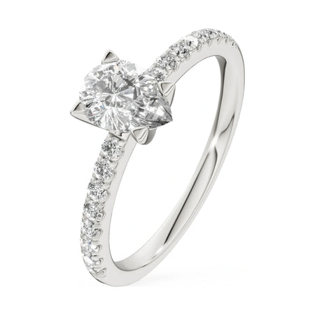 0.50 ct pear-cut natural diamond GREMARI Seven Solis engagement ring in 14K white gold