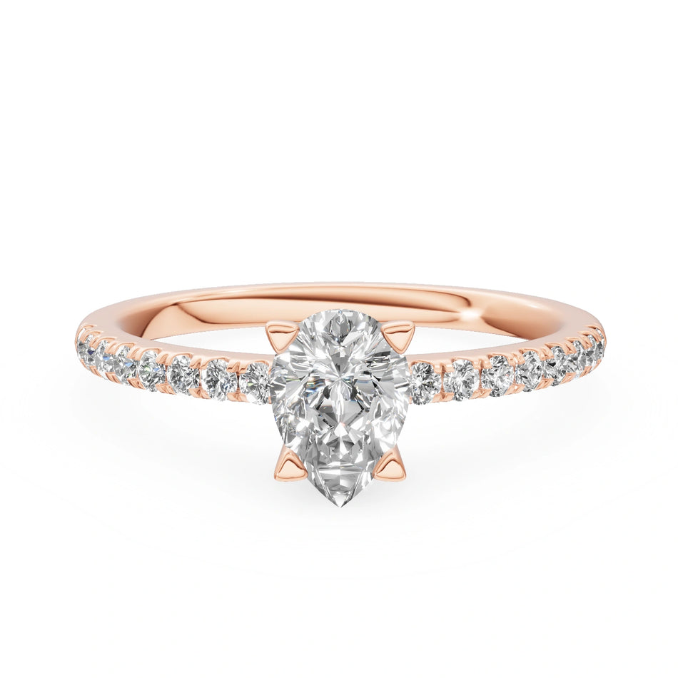 Rose Gold 14K (585) Engagement Ring - Gremari Seven Solis with 0,50ct Diamond, Pear Cut