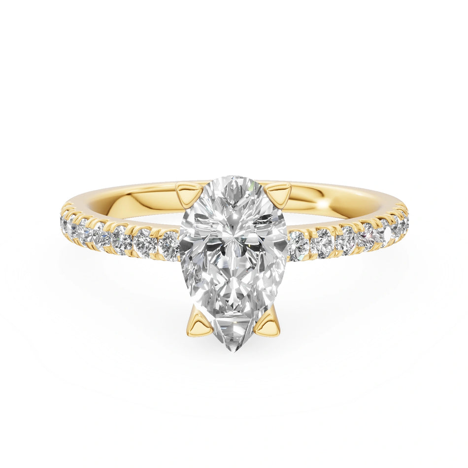 Yellow Gold 14K (585) Engagement Ring - Gremari Seven Solis with 1,00ct Diamond, Pear Cut