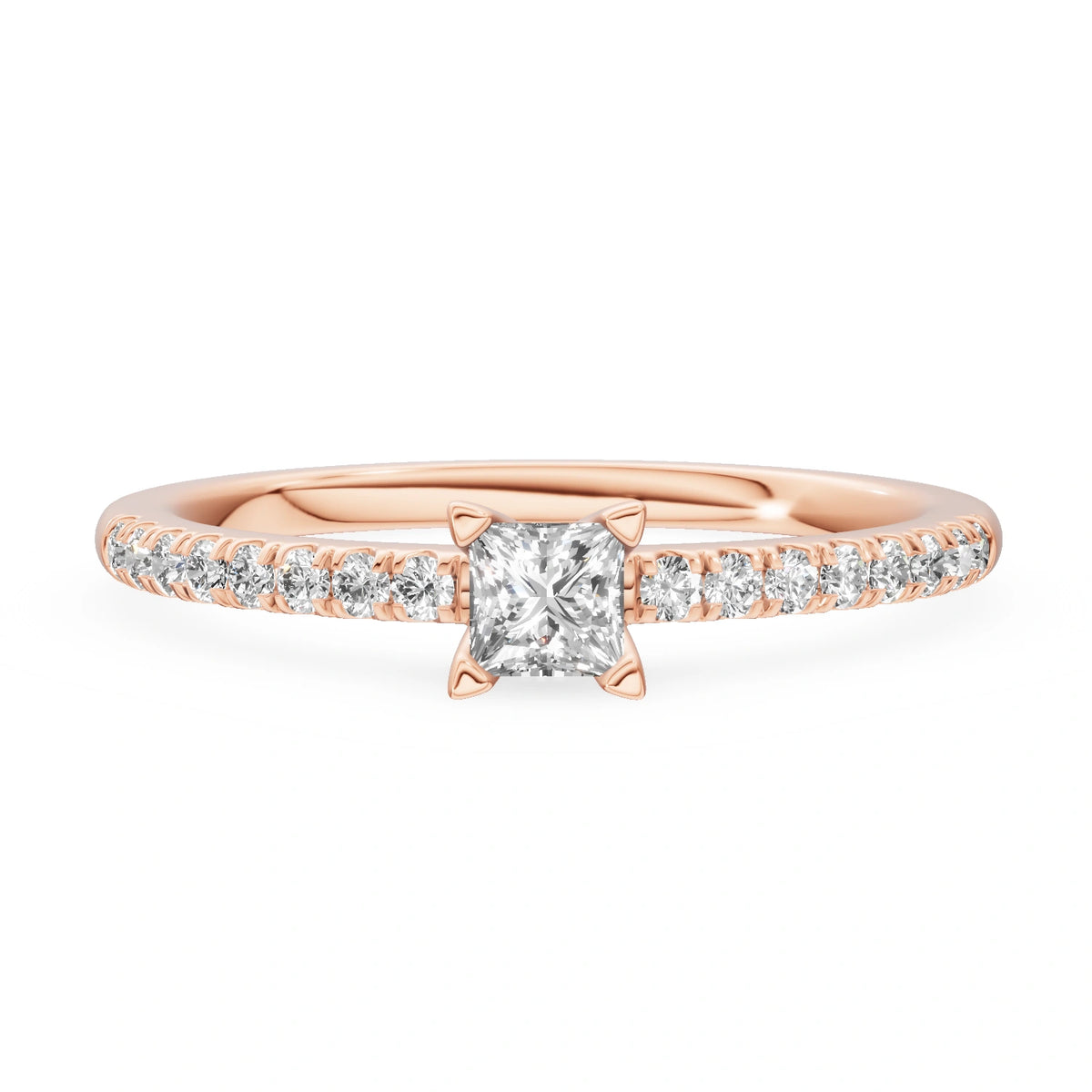 Gremari Seven Solis zásnubný prsteň z ružového zlata s 0,15 ct lab-grown diamantom – Princess