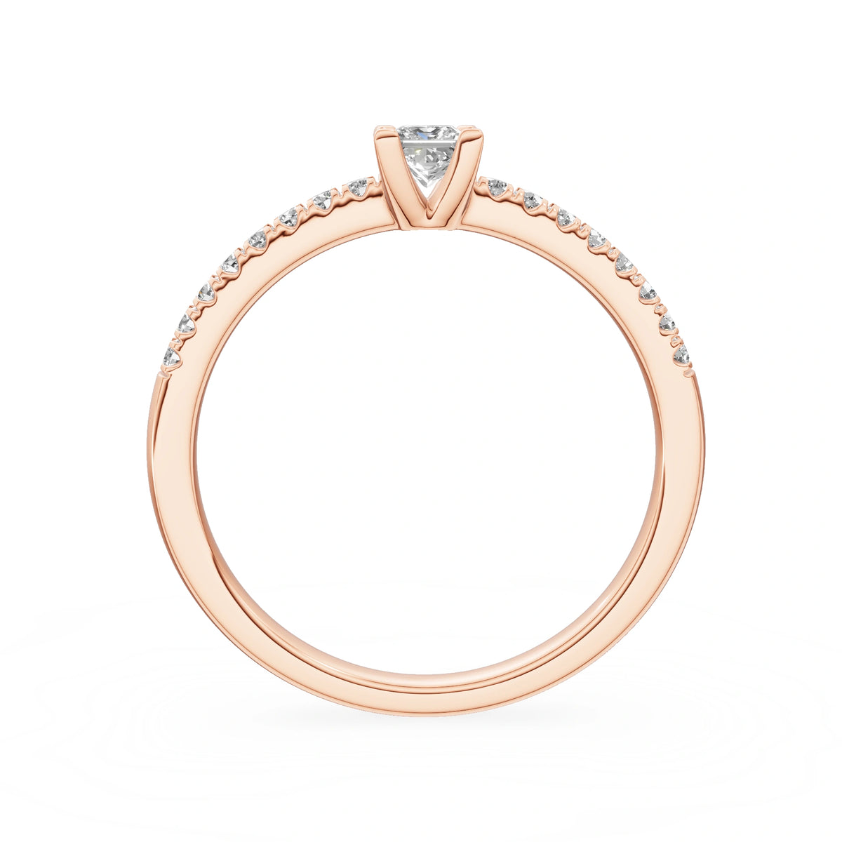 Gremari Seven Solis zásnubný prsteň z ružového zlata s 0,15 ct lab-grown diamantom – Princess