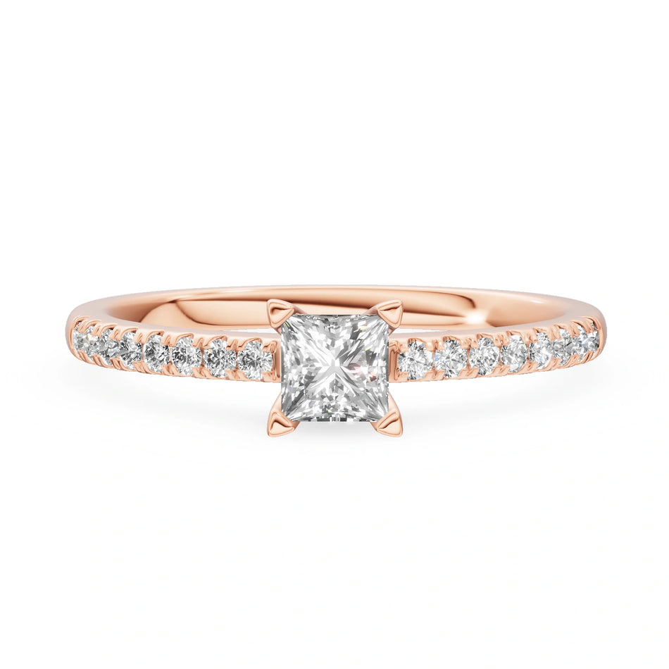 Rose Gold 14K (585) Engagement Ring - Gremari Seven Solis with 0,30ct Lab Grown Diamond, Princess Cut
