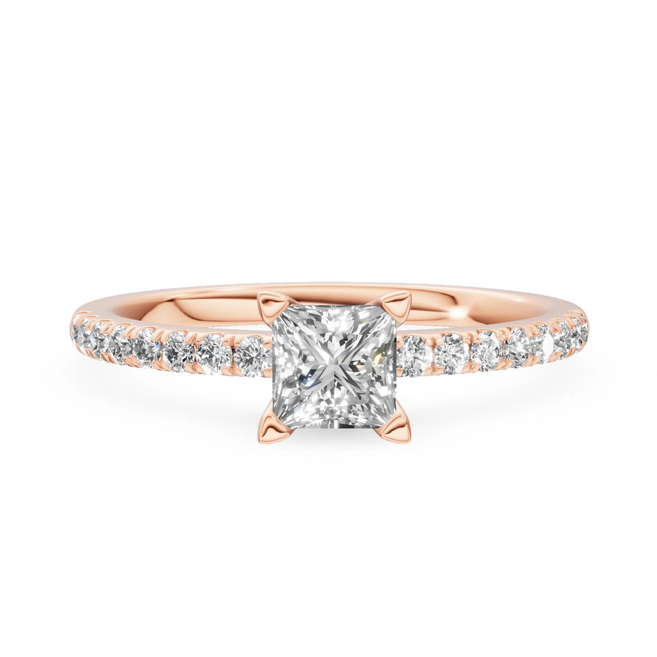 Rose Gold 14K (585) Engagement Ring - Gremari Seven Solis with 0,50ct Lab Grown Diamond, Princess Cut
