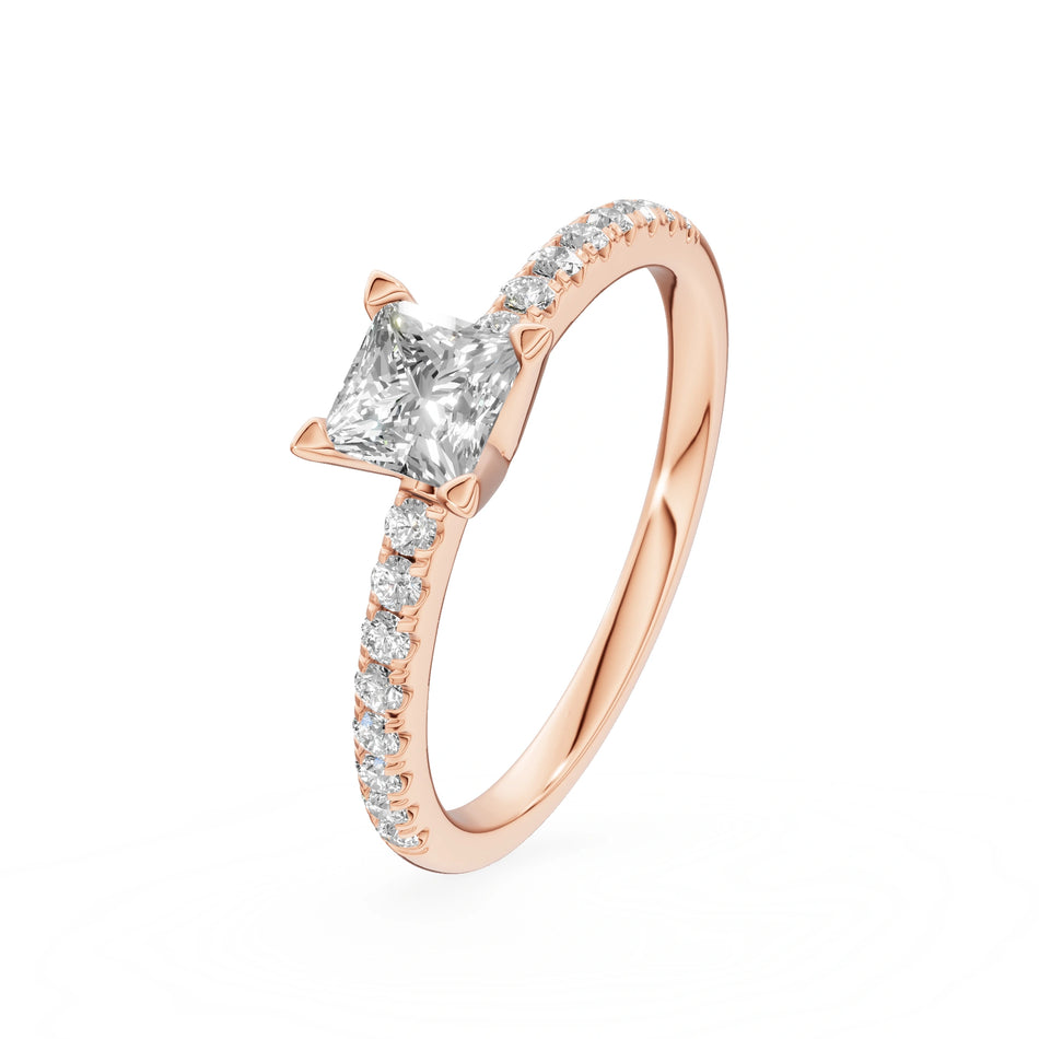 Rose Gold 14K (585) Engagement Ring - Gremari Seven Solis with 0,50ct Lab Grown Diamond, Princess Cut