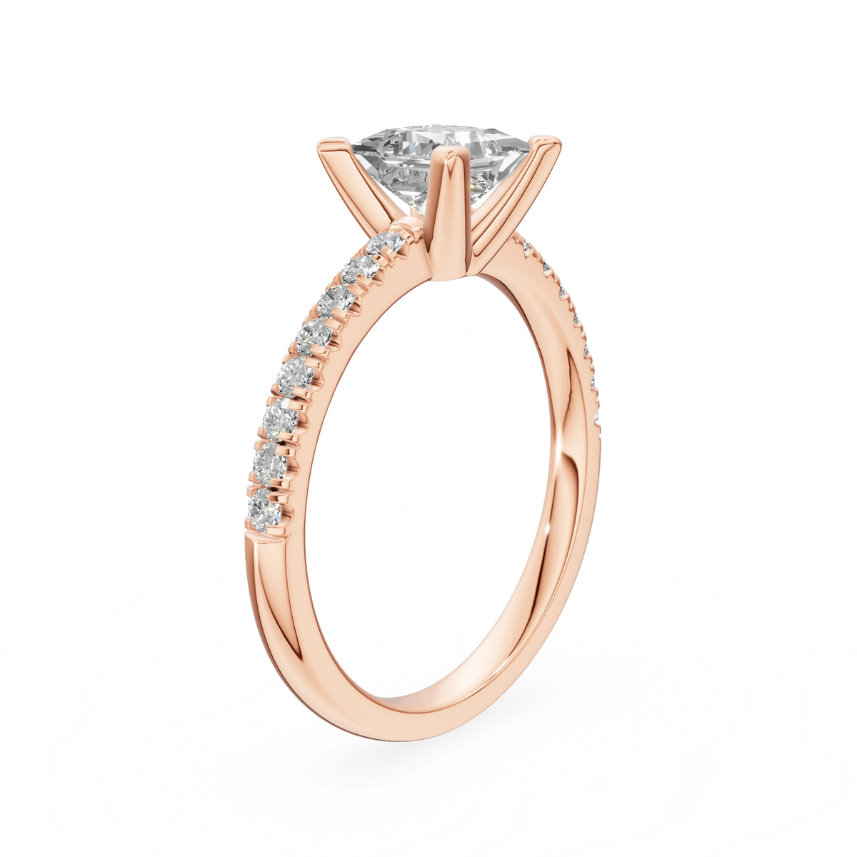 Rose Gold 14K (585) Engagement Ring - Gremari Seven Solis with 1,00ct Lab Grown Diamond, Princess Cut