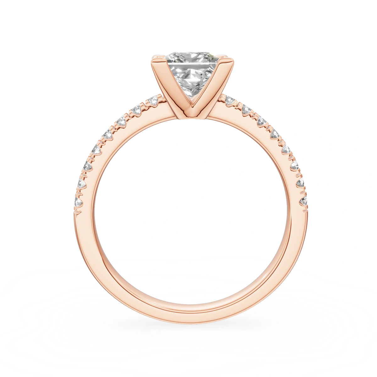 Rose Gold 14K (585) Engagement Ring - Gremari Seven Solis with 1,00ct Lab Grown Diamond, Princess Cut