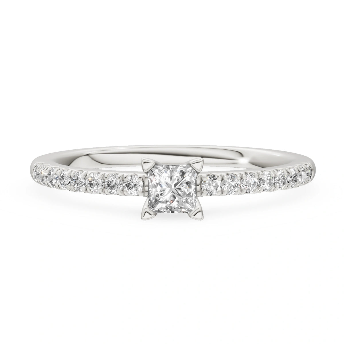 White Gold 14K (585) Engagement Ring - Gremari Seven Solis with 0,15ct Lab Grown Diamond, Princess Cut