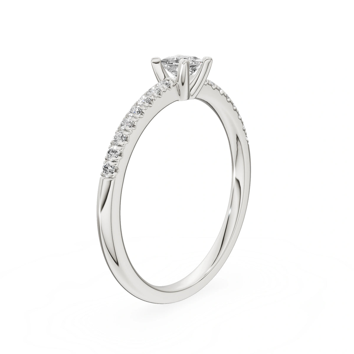 White Gold 14K (585) Engagement Ring - Gremari Seven Solis with 0,15ct Lab Grown Diamond, Princess Cut