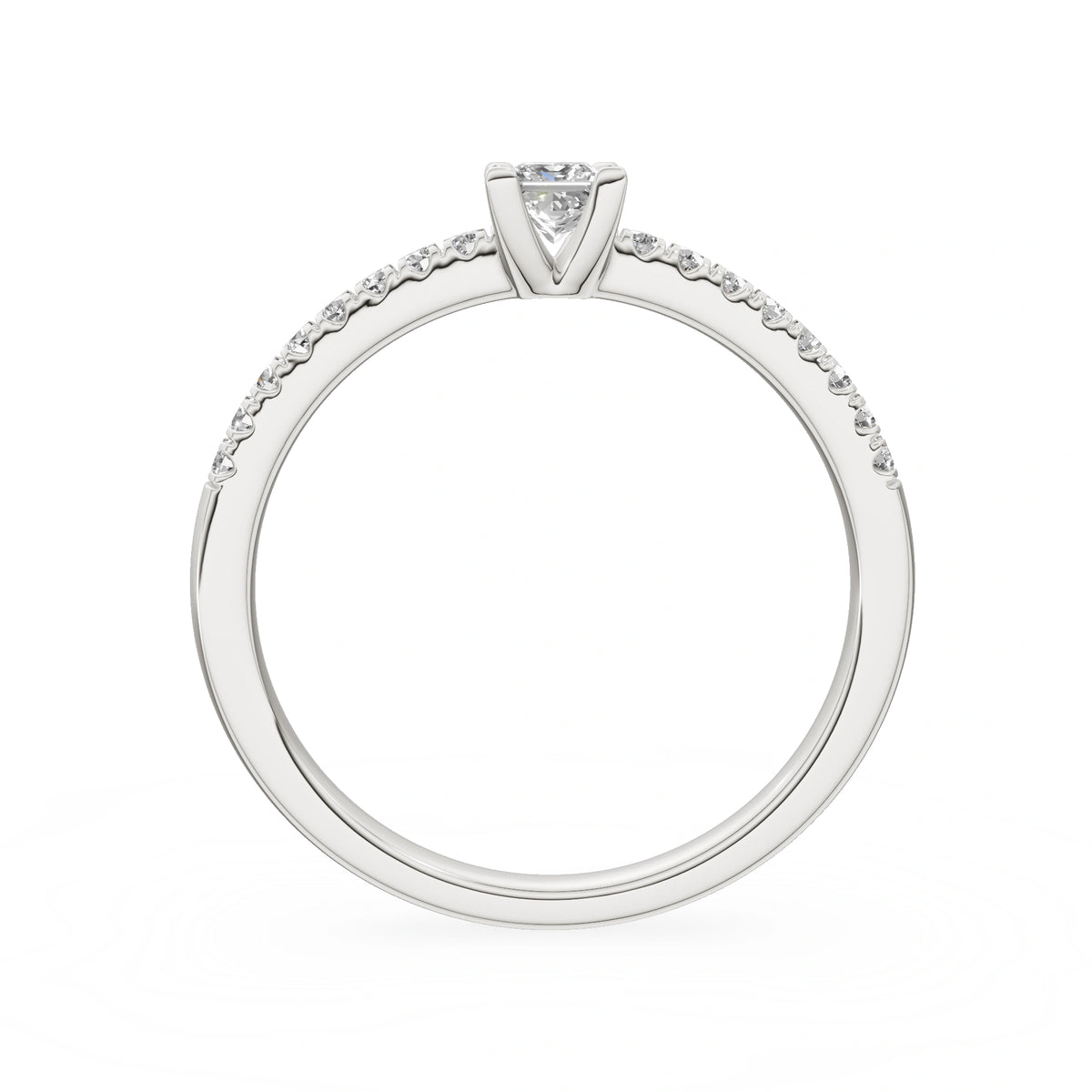 White Gold 14K (585) Engagement Ring - Gremari Seven Solis with 0,15ct Lab Grown Diamond, Princess Cut