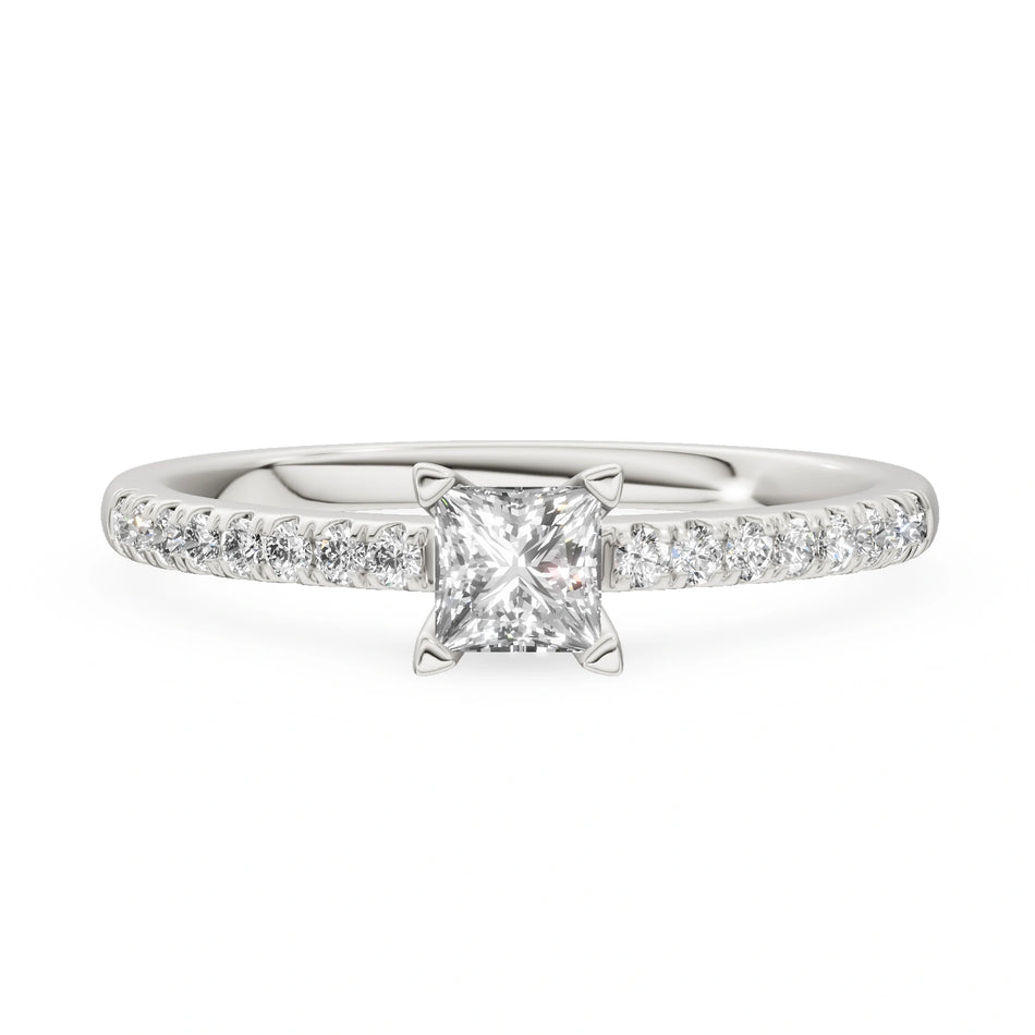White Gold 14K (585) Engagement Ring - Gremari Seven Solis with 0,30ct Lab Grown Diamond, Princess Cut