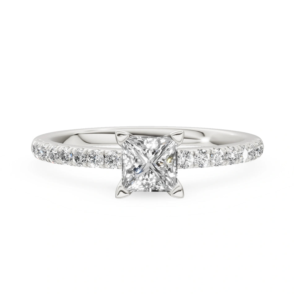 White Gold 14K (585) Engagement Ring - Gremari Seven Solis with 0,50ct Lab Grown Diamond, Princess Cut