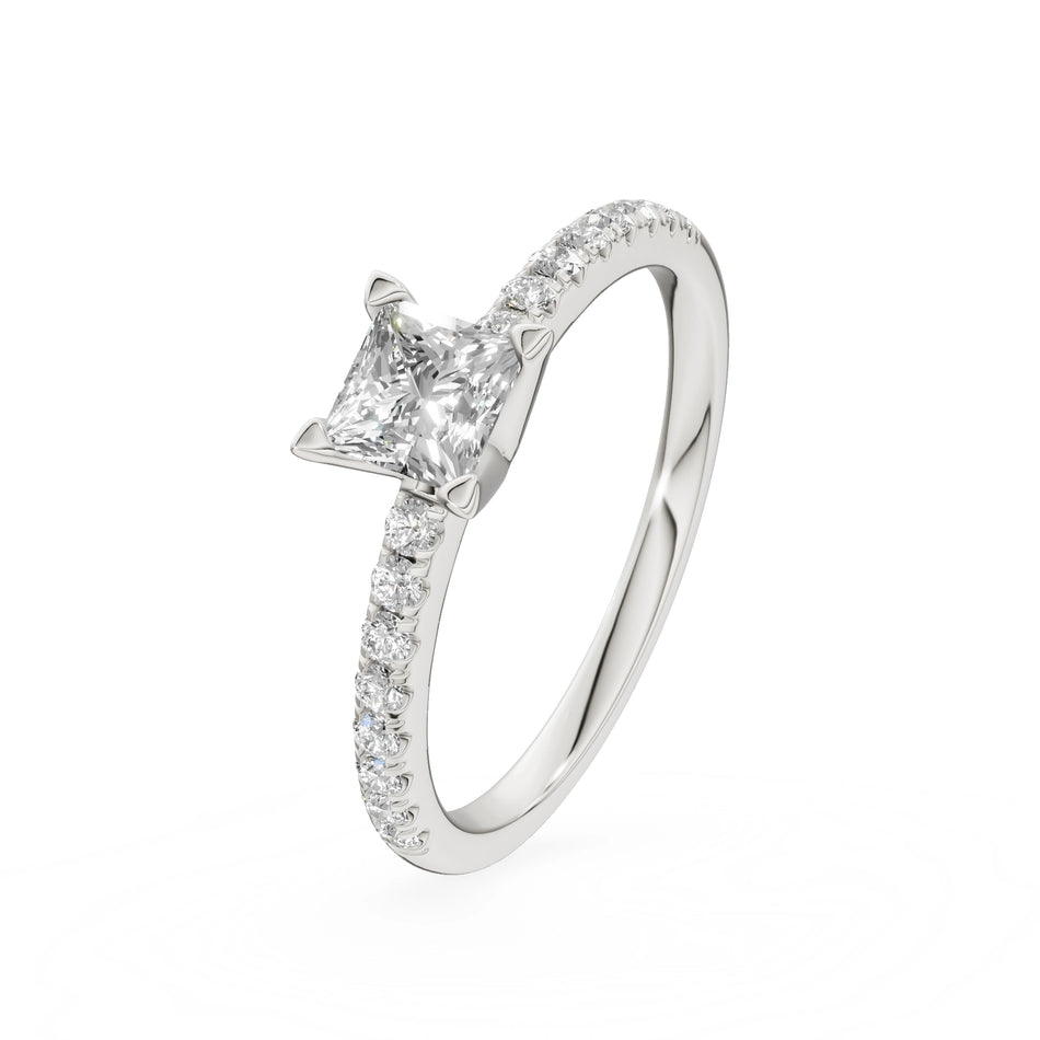 White Gold 14K (585) Engagement Ring - Gremari Seven Solis with 0,50ct Lab Grown Diamond, Princess Cut