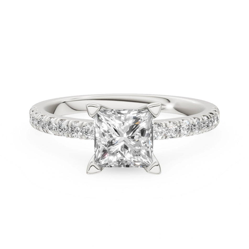 White Gold 14K (585) Engagement Ring - Gremari Seven Solis with 1,00ct Lab Grown Diamond, Princess Cut