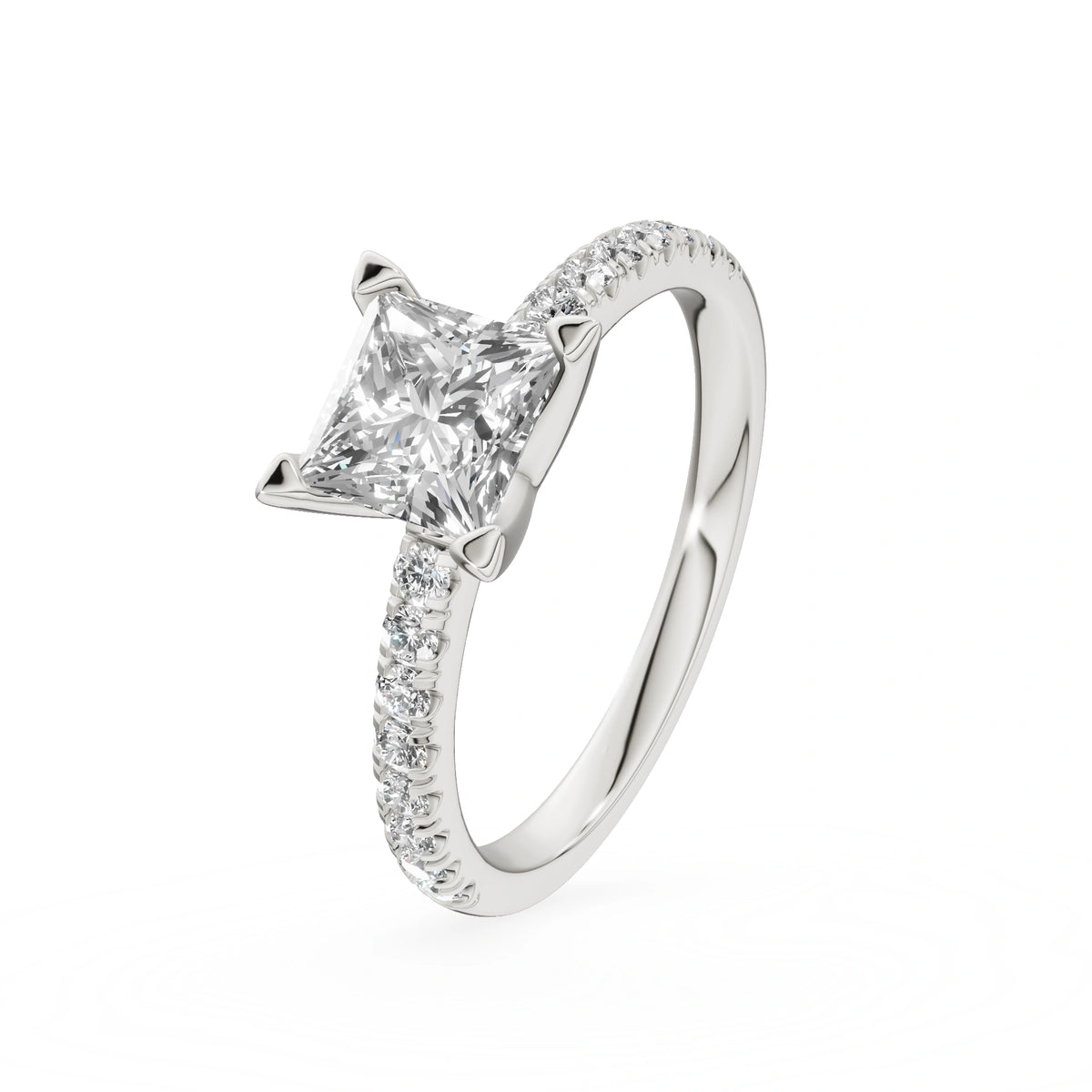 Gremari Seven Solis zásnubný prsteň z bieleho zlata s 1,00 ct lab-grown diamantom – Princess
