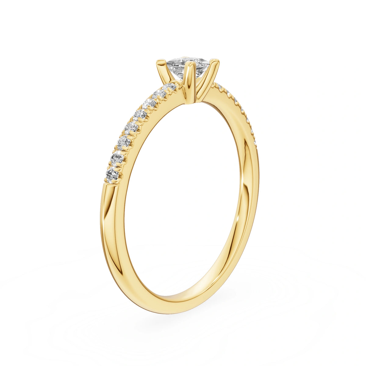 Yellow Gold 14K (585) Engagement Ring - Gremari Seven Solis with 0,15ct Lab Grown Diamond, Princess Cut
