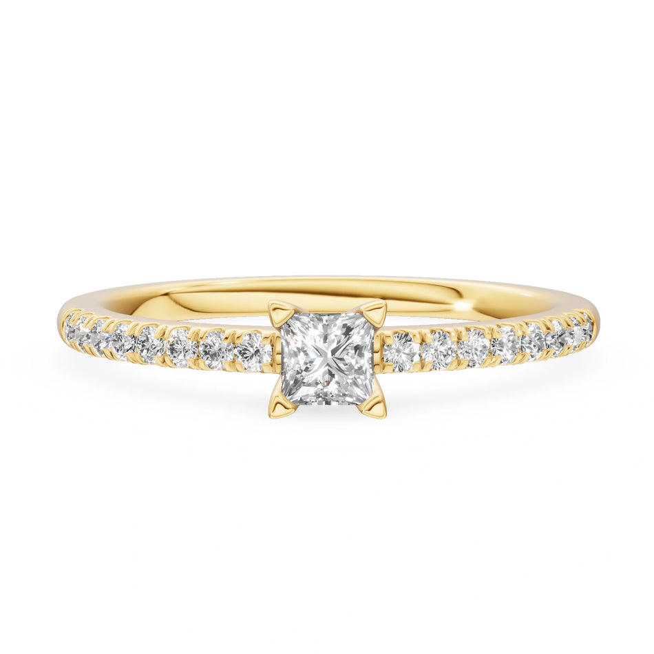 Gremari Seven Solis zásnubní prsten ze žlutého zlata s 0,15 ct přírodním diamantem – Princess